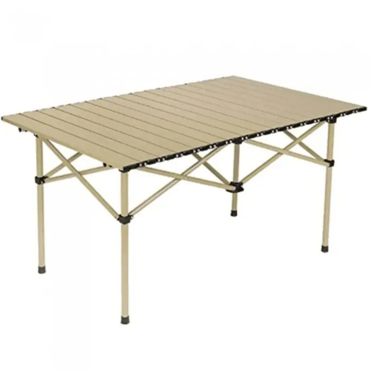 Masa Pliabila Pentru Camping, Geanta de Transport Inclusa, Aluminiu, Bej, 121 x 56 x 51 cm, Dalimag
