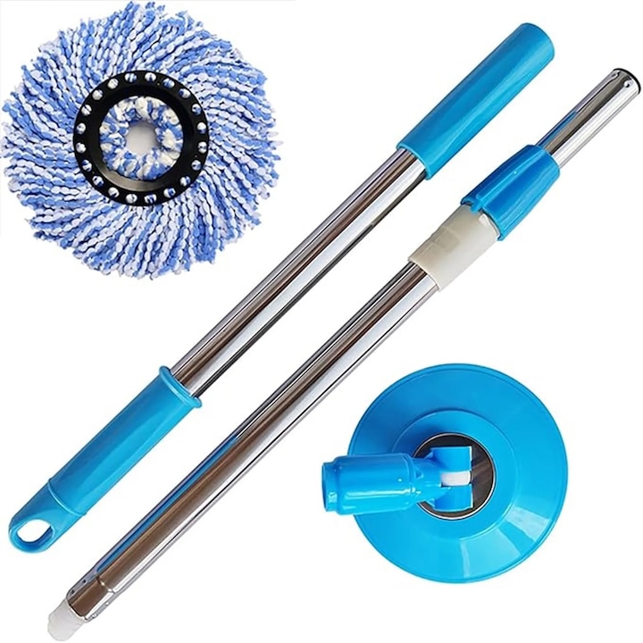 Set mop cu maner telescopic rotativ 360, plastic ranforsat, multicolor, 16.5x121cm