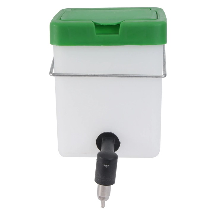 Dispenser de apa automat pentru iepuri ZYBLSSBB LSM2xh390-BCS0092616, din plastic, rezervor 10.5 x 8 x 8 cm, verde/alb