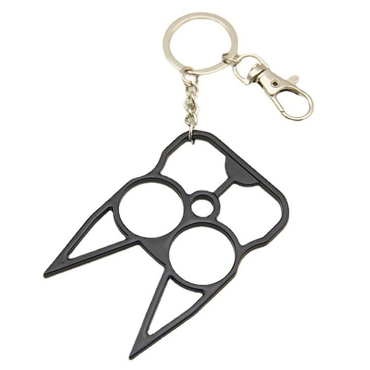 Pumnal Pisica din Metal Prindere Breloc, Autoaparare, 80 x 50 mm, Negru, Dalimag