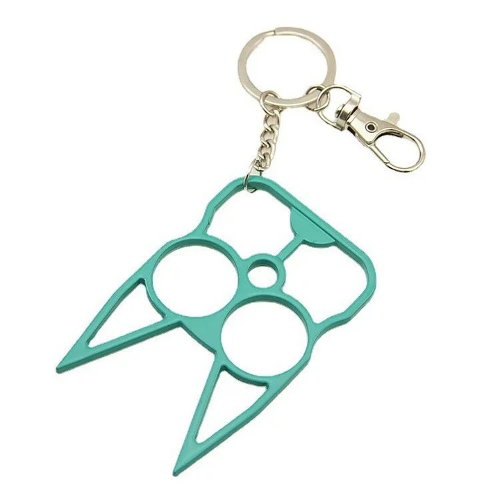 Breloc cu Pumnal Pisica Din Otel Inoxidabil, Design Compact, Ideal pentru Autoaparare, 5 x 8 cm, Verde, Dalimag