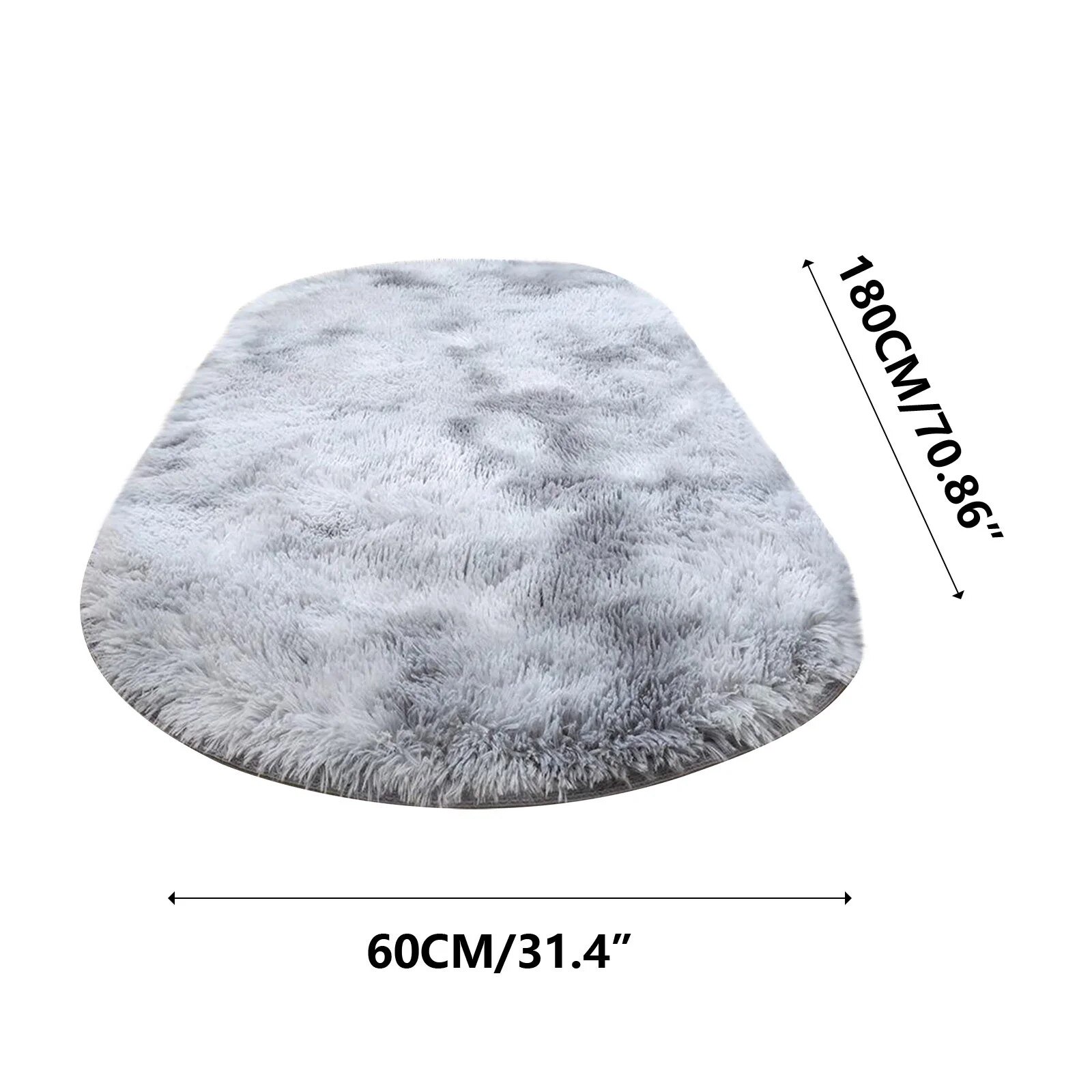 Covor oval din bumbac, gri, 60x180cm, pentru dormitor si living