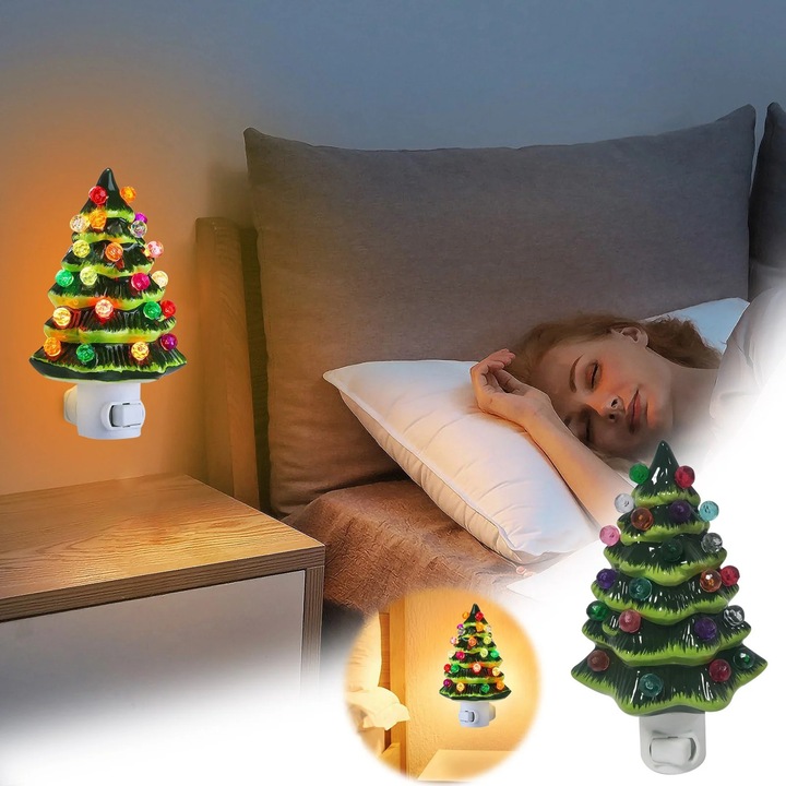 Lampa de veghe ZYBLSSBB LSM2xh10793-BCS0359092, brad ceramic cu LED multicolor, priza US
