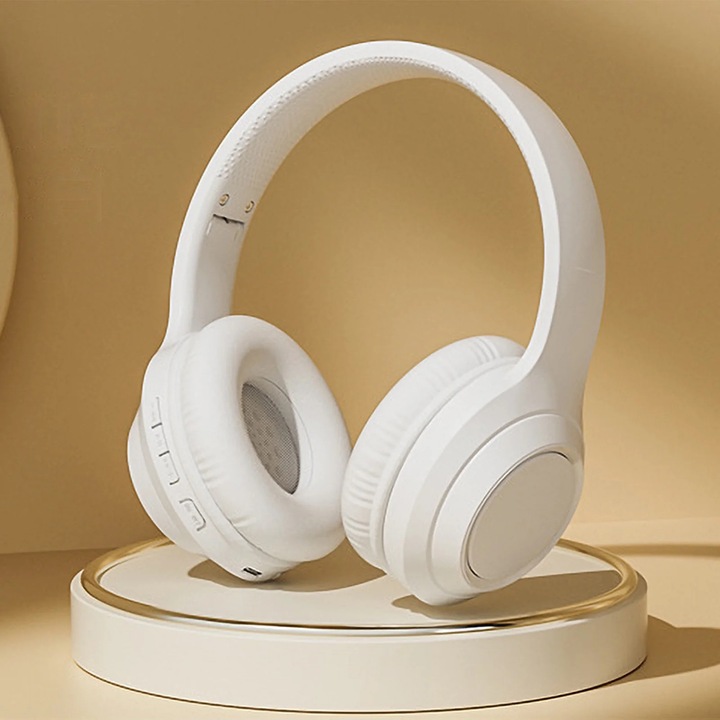 Casti Bluetooth YANYXR 5.3, pliabile, alb, 18x16.5x7.3cm, 16h autonomie