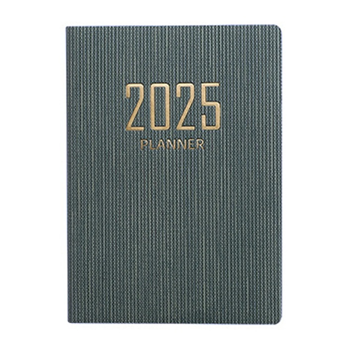 Planner 2025 YANYXR A7, calendar zilnic, 120 pagini (60 foi), 78 x 106 mm, verde inchis