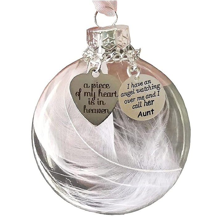 Ornament de Craciun, Enforose, minge cu pene de inger, alb, 10x10cm