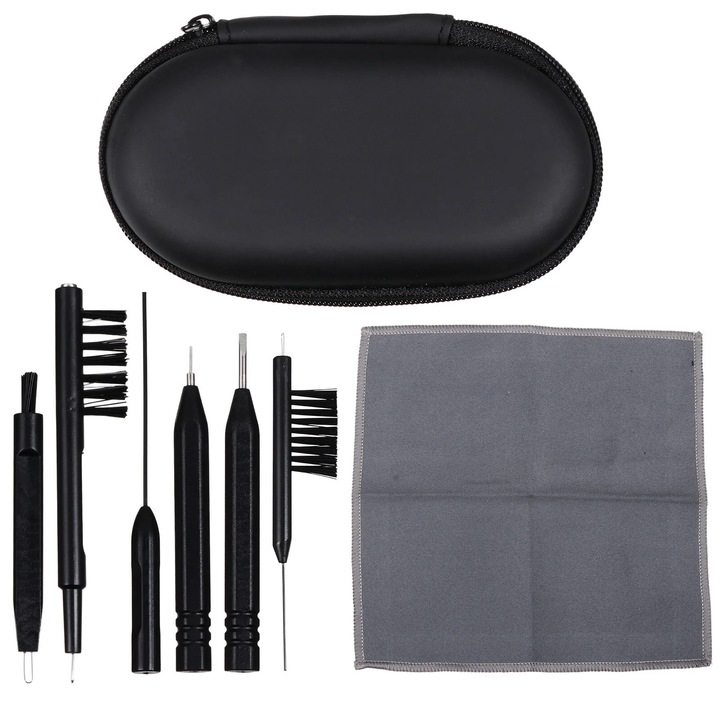 Set 7 unelte de curatare pentru aparate auditive, negru