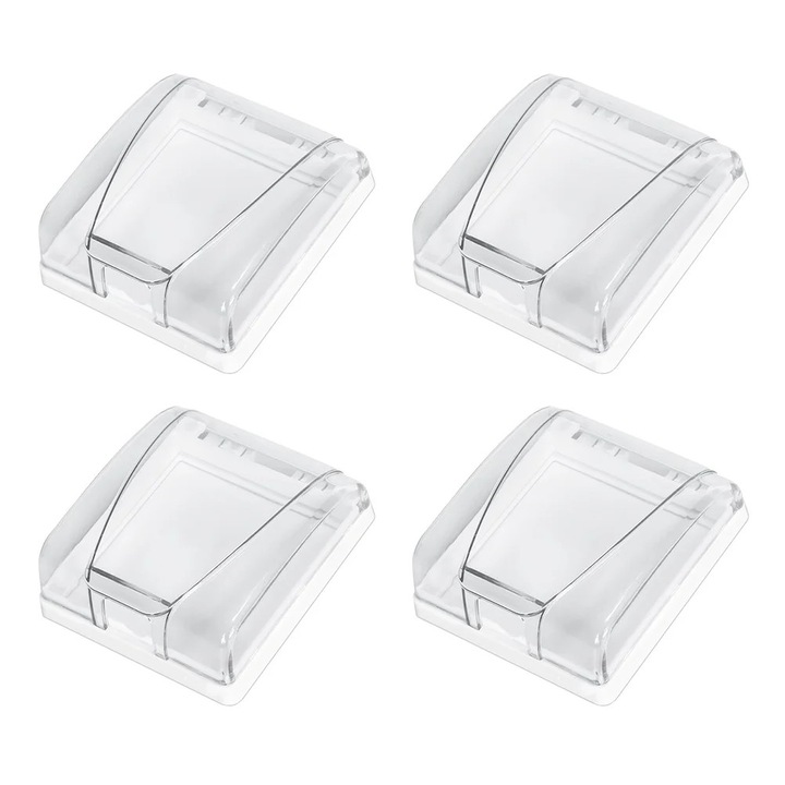 Cutie de protectie etansa pentru prize si intrerupatoare YANYXR BCS3240794, tip 86, PC, capac 90°, autocolant, transparent, set 4 buc, 11.4 x 10 x 4.1 cm