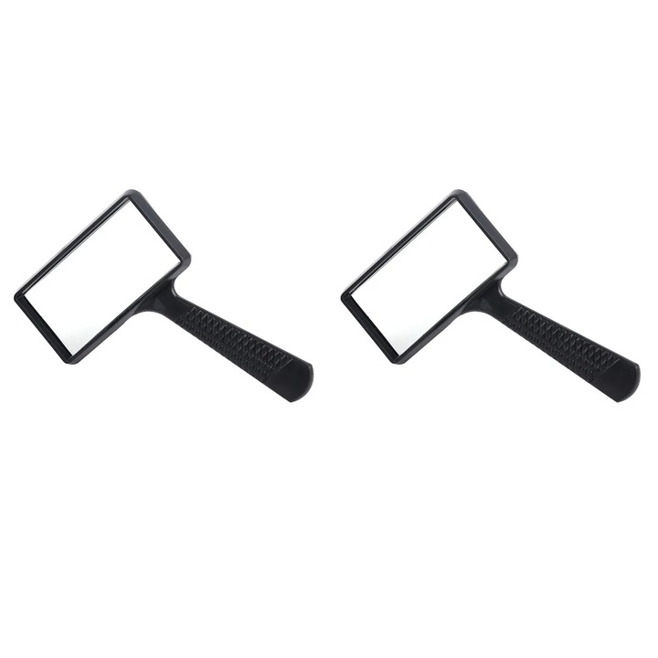 Lupa cu mana, 15.5x10.5x1.2cm, design ergonomic, culoare neagra, set de lupe