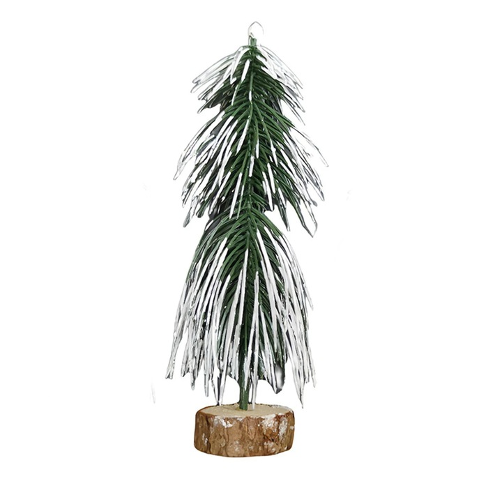 Brad de Craciun mini ZYBLSSBB, verde, 20x8x8cm, suport lemn
