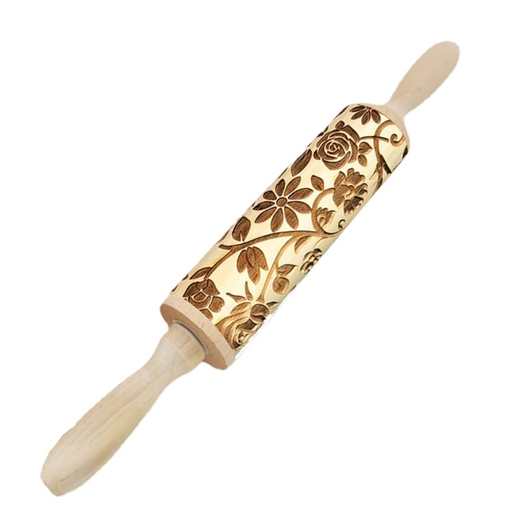 Дървена точилка с шарка, Enforose, 35x4.5см, за Коледа, подарък