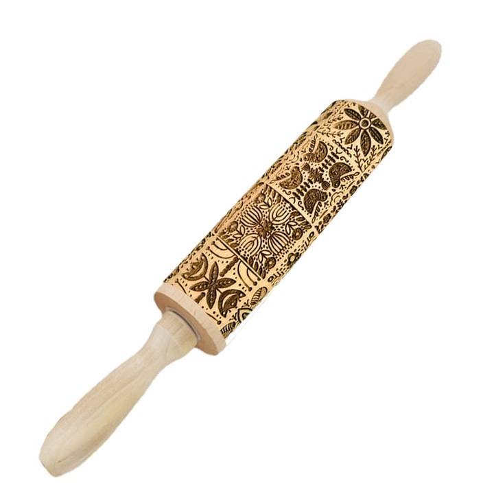 Дървена точилка с шарка, Enforose, 35x4.5cm, ергономичен дизайн, цвят дърво