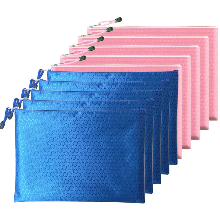 Комплект от 10 чанти за документи с цип A4, чанта от плат Оксфорд за сортиране, водоустойчива чанта за канцеларски материали