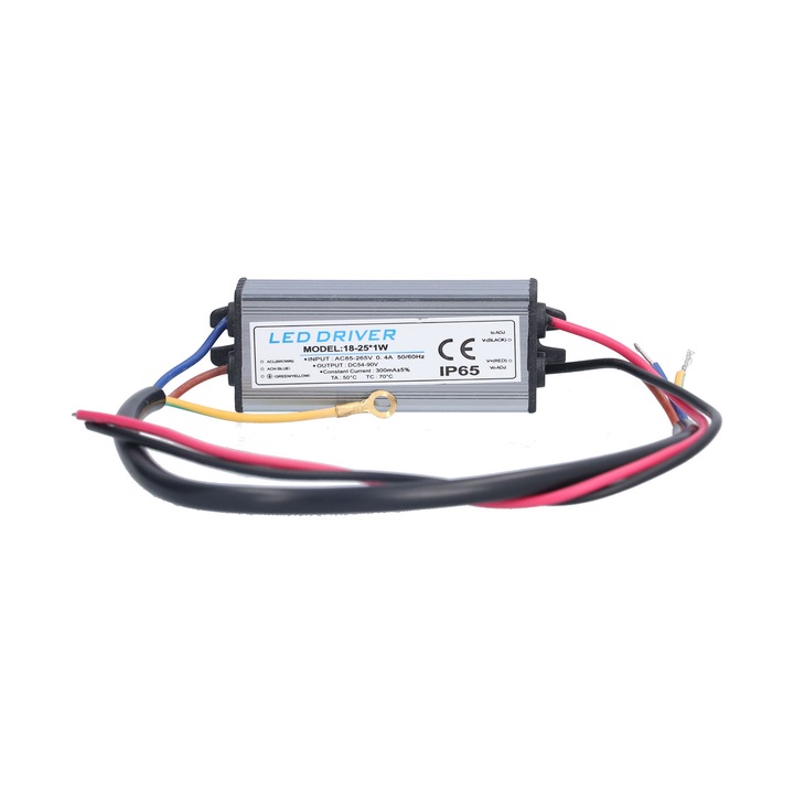 Driver LED Enforose, 18-25 x 1W, IP65, 7.2x2.9x2.2cm, pentru lampi cu tensiune constanta pentru transformator
