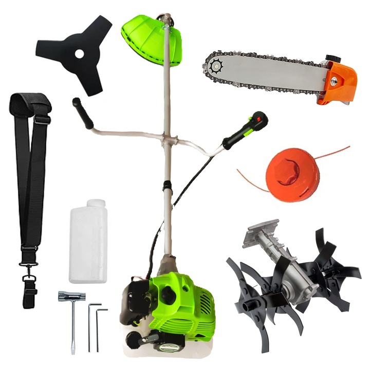 SET Motocoasa Verde DORELL® ALEGE - Model CraftTec Extra Power Ultra Pro X5600-7.6CP, + Cultivator-S, + Cap Drujba