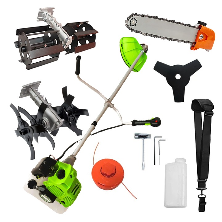 SET Motocositoare Verde DORELL® ALEGE - Model CraftTec Extra Power Ultra Pro X5600-7.6CP, Cultivator-S, Prasitoare, Cap Drujba