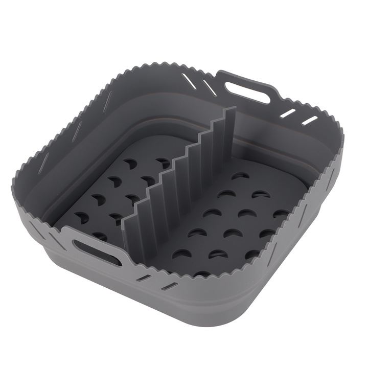 Captuseli patrate pentru friteuza cu aer, captuseli din silicon rezistente la caldura pentru friteuza cu aer pentru pastrarea optima a aromei in friteuza dumneavoastra cu aer, inlocuitor pentru insertiile friteuzei cu aer, gri, 20 cm/7,87 inci
