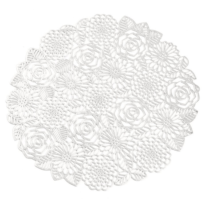 Servete de masa Enforose, set 1 buc, design gol, 38x38cm, argintiu