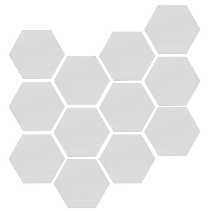 Set 12 Stickere Decorative 3D, Enforose, 10cm, Argintii, Usor de Instalare