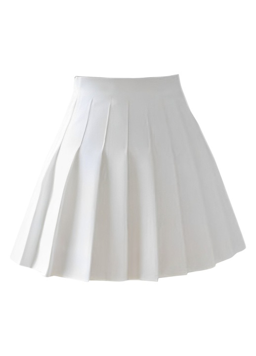Fusta plisata dama, Enforose, talie inalta, eleganta, alb, poliester, M INTL