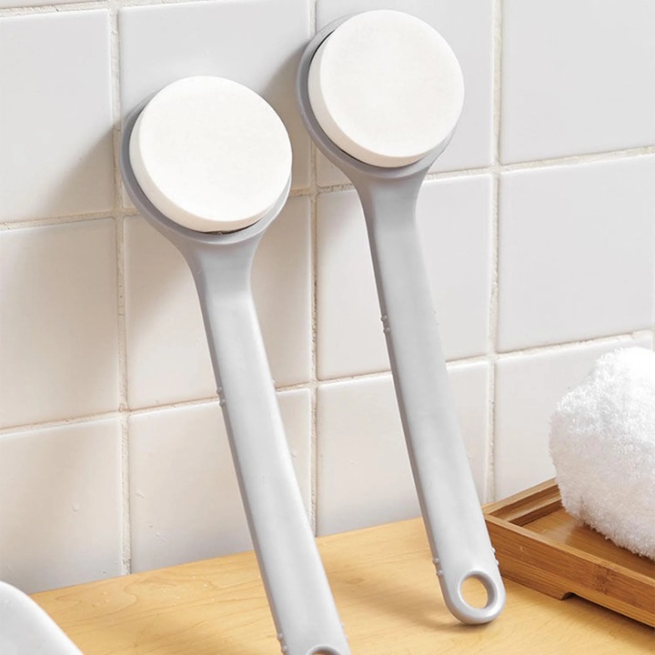 Perie de dus cu maner lung, 2 piese, bristles moi, masaj, curatare eficienta, pentru baie.