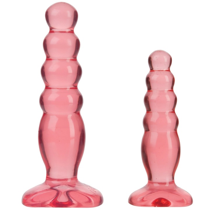 Комплект от 2 анални играчки Crystal Jellies, 4" и 6", розови Doc Johnson