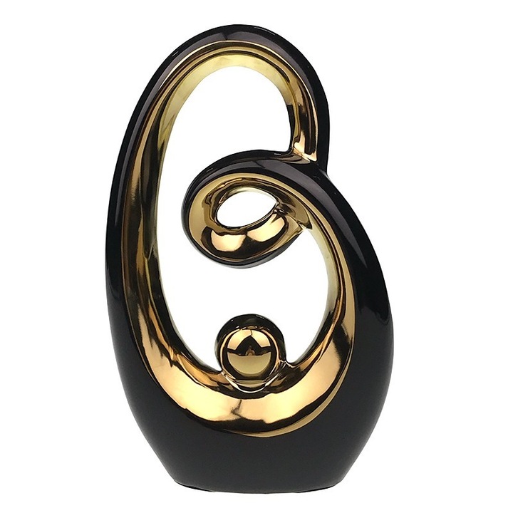 Ornament din ceramica in forma de spirala cu bila, 19x30 cm