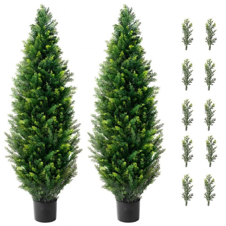 Set de 2 plante artificial, verde, 121.9 cm, material PE