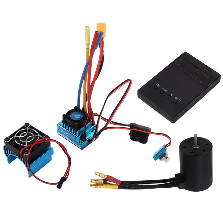 Kit motor 3650 3100KV cu ESC 120A si card de programare pentru masini RC 1/10 1/8, Enforose
