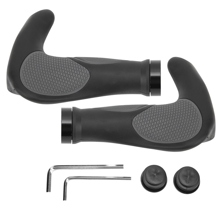 Ghidon de 22,2 mm cu coarne de bou pentru bicicleta de munte, blocare bilaterala, manere durabile din cauciuc