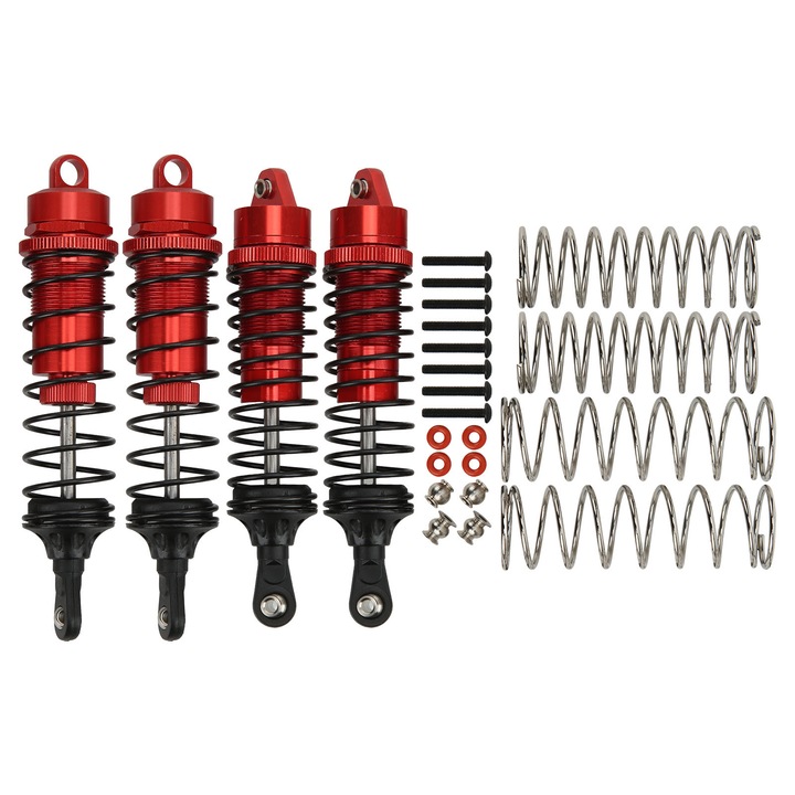 Set de amortizoare fata si spate pentru masina RC 1/10, Enforose, aluminiu, negru, 2x fata, 2x spate