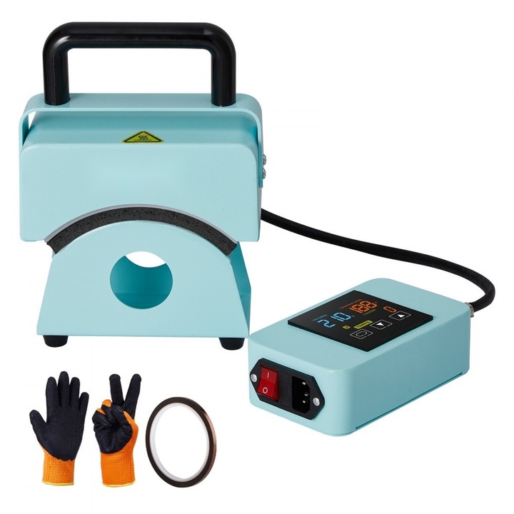 Presa de caldura pentru caciuli, Transfer Sublimatie, model 15x8cm, Design compact, Culoare Albastru, Usor de utilizat