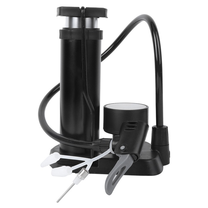 Pompa de aer tip pedala Enforose, negru, dimensiuni pliata 17.5x13.5cm, presiune maxima 160psi