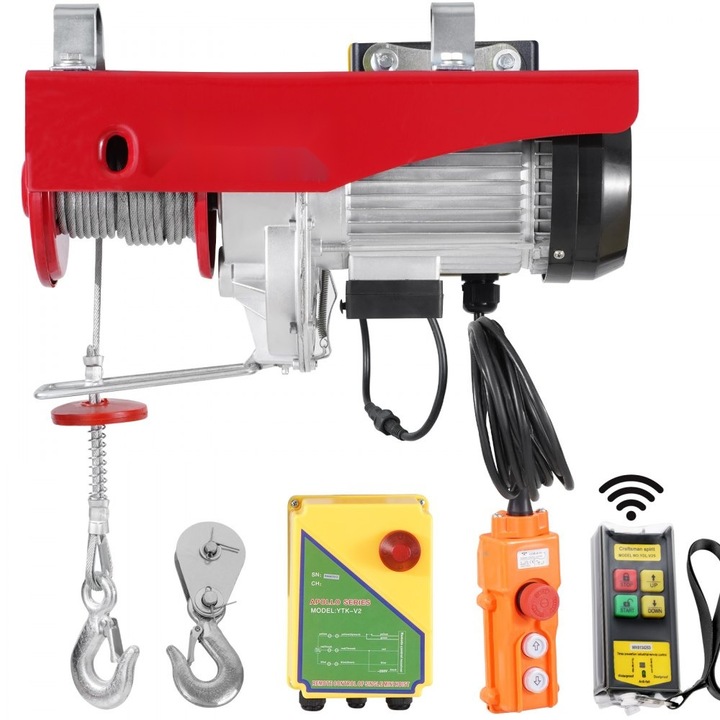 Troliu electric, model Cabluliertakel, Telecomanda fara fir, Capacitate 1000kg, cu cablu