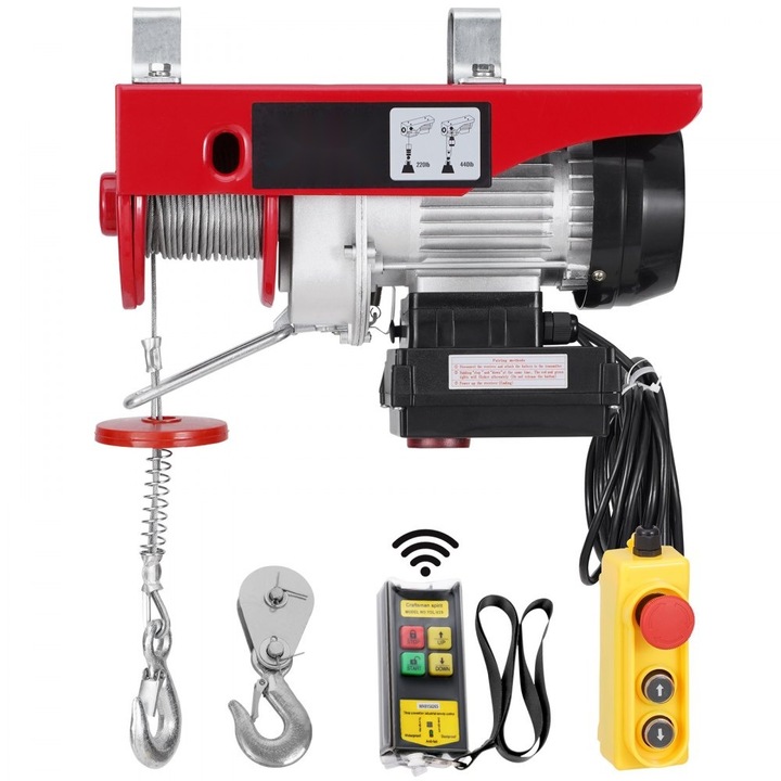 Troliu electric, model cu cablu, telecomanda wireless, capacitate de incarcare 200kg