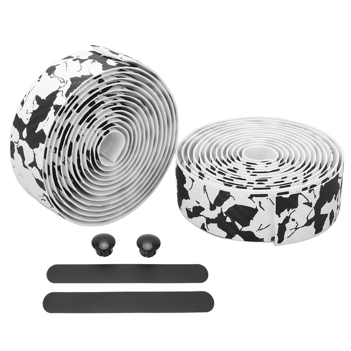 Banda de ghidon pentru bicicleta Enforose, set 2 bucati, material PU+EVA, 200x3cm, negru/alb