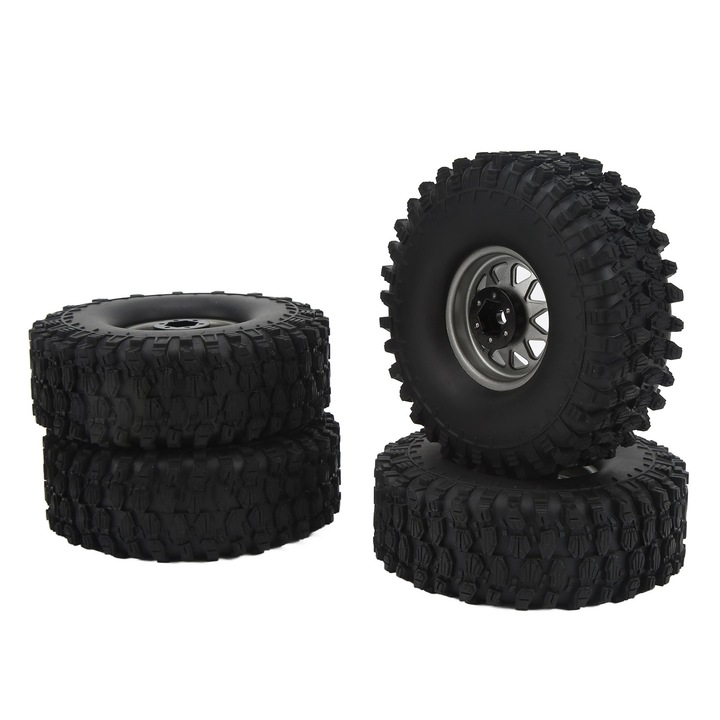 Set 4 roti RC 1/10, Enforose, anvelope cauciuc, butuc de fier, 120x42mm