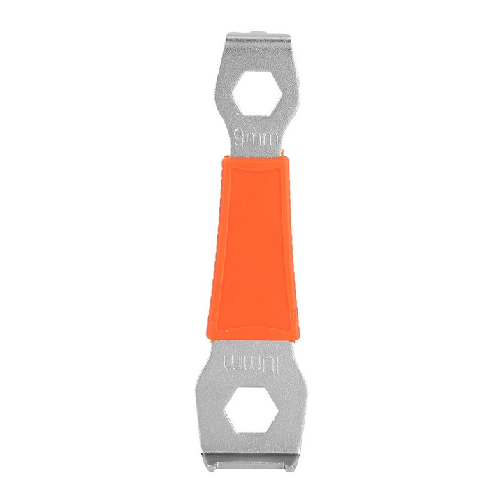 Cheie fixa pentru suruburi lant bicicleta, Enforose, otel carbon, design ergonomic, 9x10mm, argintie+portocalie