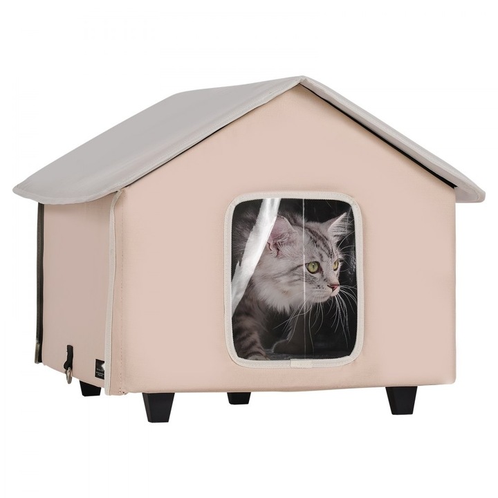 Къщичка за котки Cat Cave, отопляема, 52x48x47 см, кафява, среден размер (M)