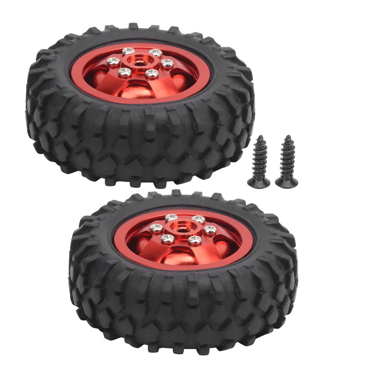 Set 2 roti RC, Enforose, 55mm, aliaj de aluminiu, cauciuc, pentru camion WPL D12 1/10