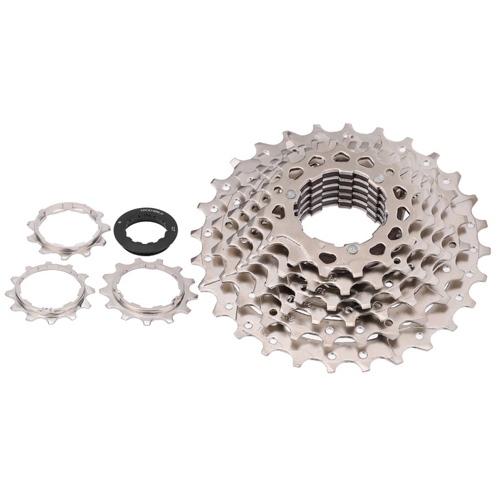 Pinion bicicleta Enforose 9 viteze 11-28T, otel de inalta rezistenta, usor de instalat, design usor