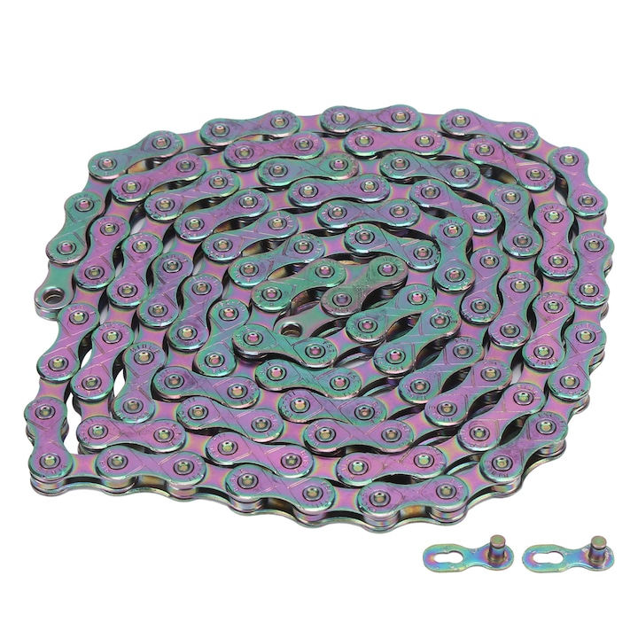 Lant bicicleta montana Enforose, 11 viteze, colorat, set cu 2 conectori lant, 293g