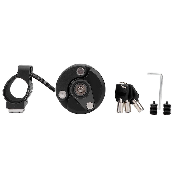 Antifurt bicicleta Enforose Hamburg, rezistent la fortare, compact, negru, 7x7x5cm, set complet cu chei si unelte