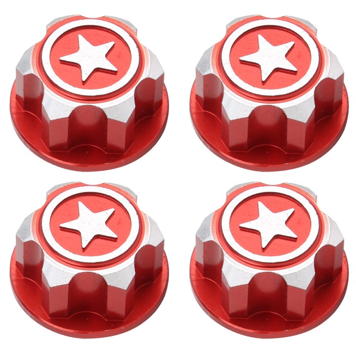 Set 4 buc capac antipraf Enforose pentru butuc roti din aliaj de aluminiu potrivit pentru masina RC Traxxas xmaxx 1/10 (rosu)