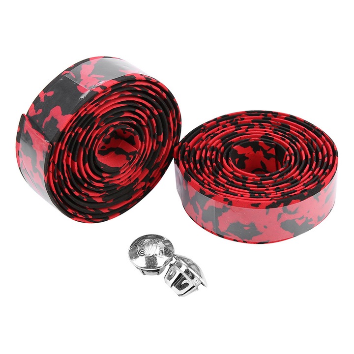 Banda EVA pentru ghidon pentru ciclism, usoara, pentru bicicleta de drum, pentru maner pentru bicicleta, negru si rosu