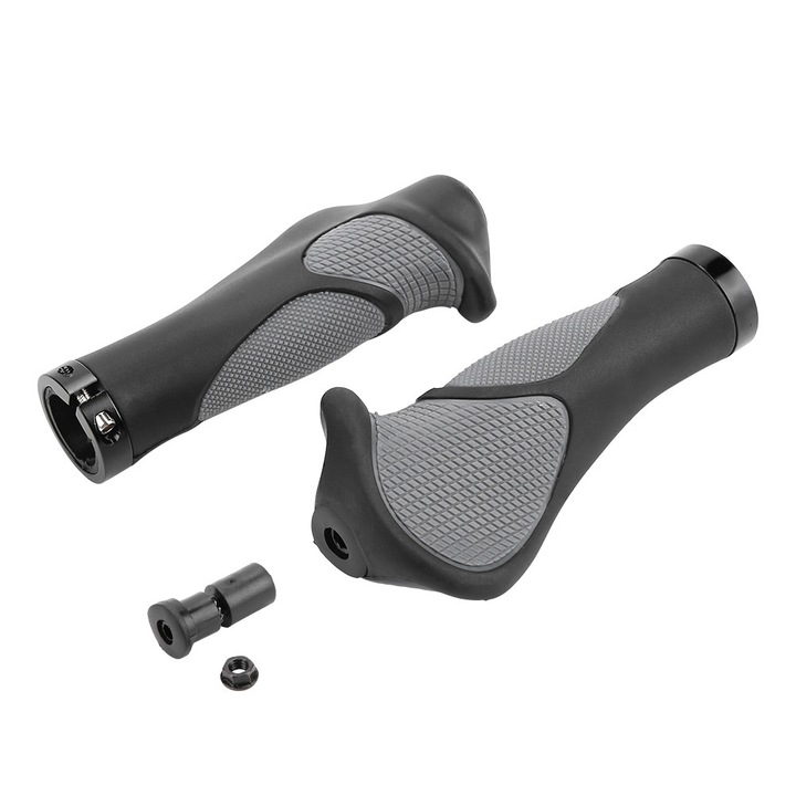 Mansoane ergonomice antiderapante pentru bicicleta, Enforose, set, aluminiu si TPR, 14x6.8cm