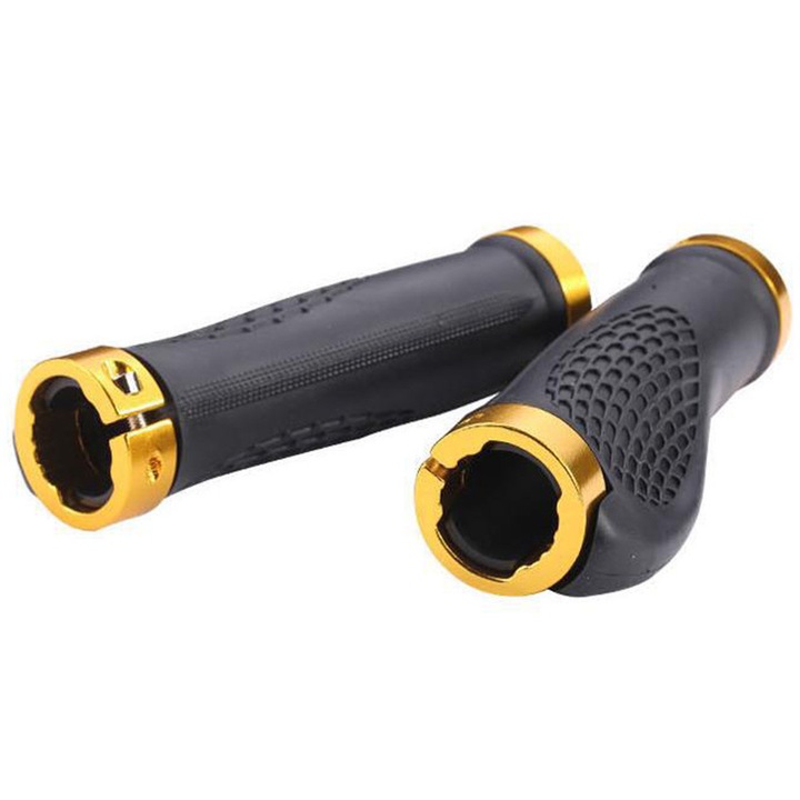 Mansoane bicicleta Enforose, set, antiderapante, design ergonomic, galben, 12.8x3.3cm