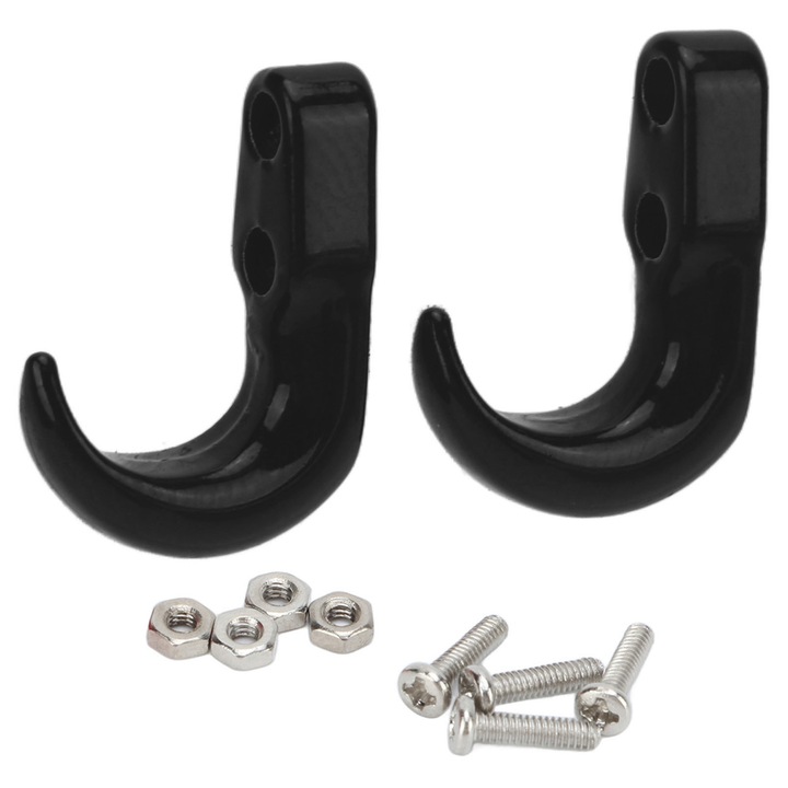 Set 2 buc. carlig de remorca metalic pentru Axial SCX24 1/24, 16x11mm, durabil, rezistent la coroziune