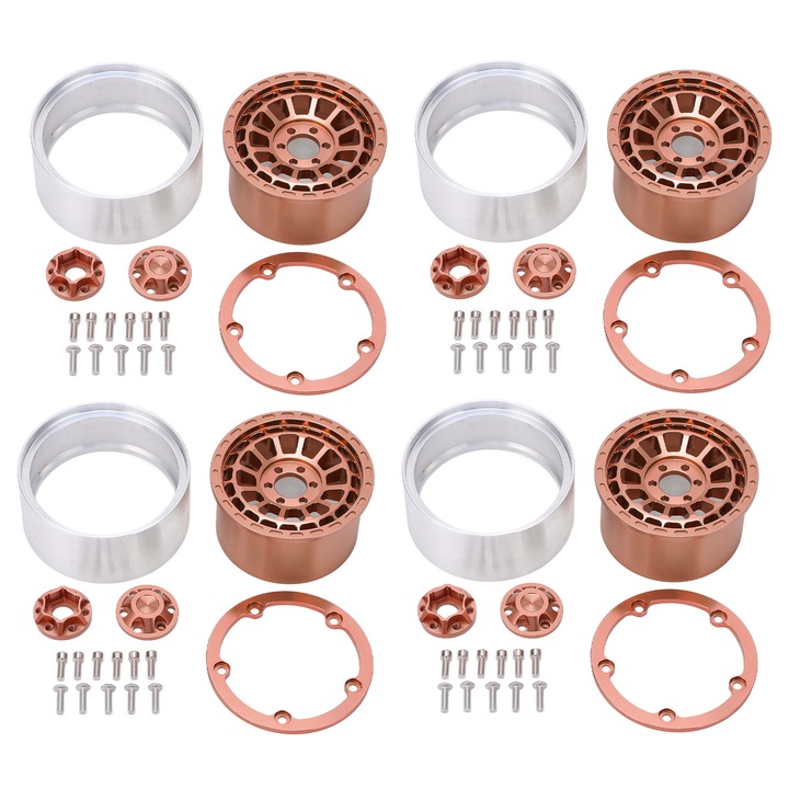 Set 4 butuci roti din aliaj de aluminiu pentru masina de alpinism 1/10 RC, 63x36mm, rezistenta la uzura, durabilitate.