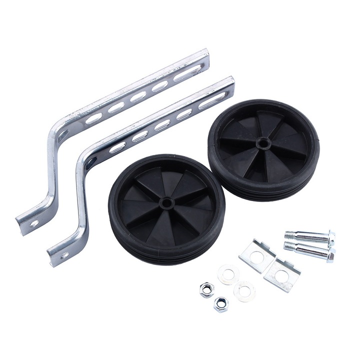 Помощни колела за велосипед Enforose, комплект 2 броя, регулируеми 12-20", черен цвят, размери 24.4x19.9x2.5cm